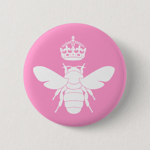Badge Rond 5 Cm Le logo blanc de reine des abeilles… sont vous une