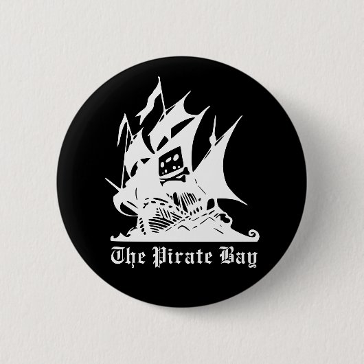 Badge Rond 5 Cm le logo de bateau de pirate de baie de pirate (Devant)