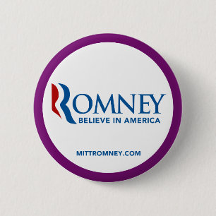 Badge Rond 5 Cm Le logo de Mitt Romney croient à la frontière de
