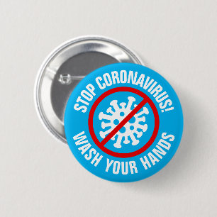 Badge Rond 5 Cm Le logo Stop CoronaVirus Lavez vos mains