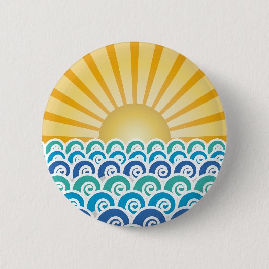 Badge Rond 5 Cm Le long du bouton de bleu de vagues (Devant)