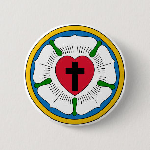 Badge Rond 5 Cm Le Lutheranism Martin Luther de rose de Luther