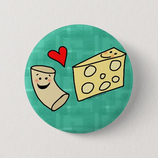 Badge Rond 5 Cm Le Mac aime le fromage, macaronis mignons drôles + (Devant)