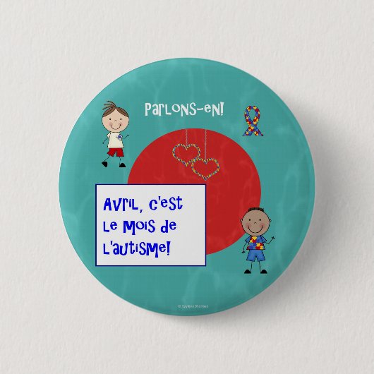 Badge Rond 5 Cm Le macaron de rond de l'autisme c'est d'Avril le (Devant)