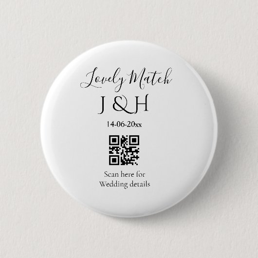 Badge Rond 5 Cm Le mariage d'ajouter le nom de couple QR code scan (Devant)
