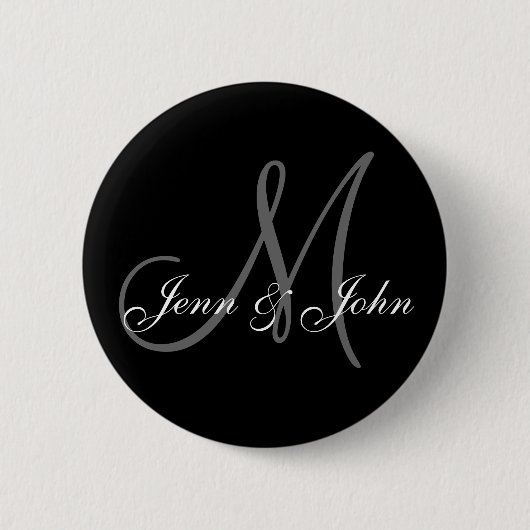 Badge Rond 5 Cm Le marié de jeune mariée de monogramme de mariage (Devant)