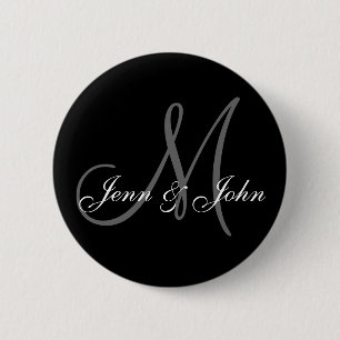 Badge Rond 5 Cm Le marié de jeune mariée de monogramme de mariage