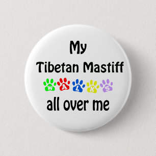 Badge Rond 5 Cm Le Mastiff Tibétain marche design