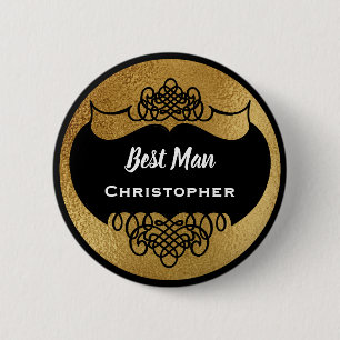 Badge Rond 5 Cm Le meilleur or de Faux d'étiquette de nom d'homme