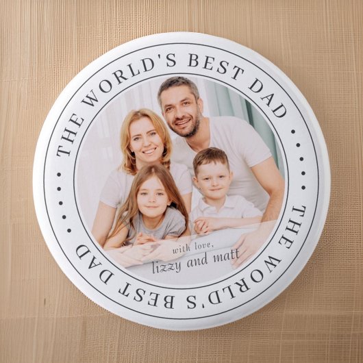 Badge Rond 5 Cm Le meilleur papa classique du monde photo simple