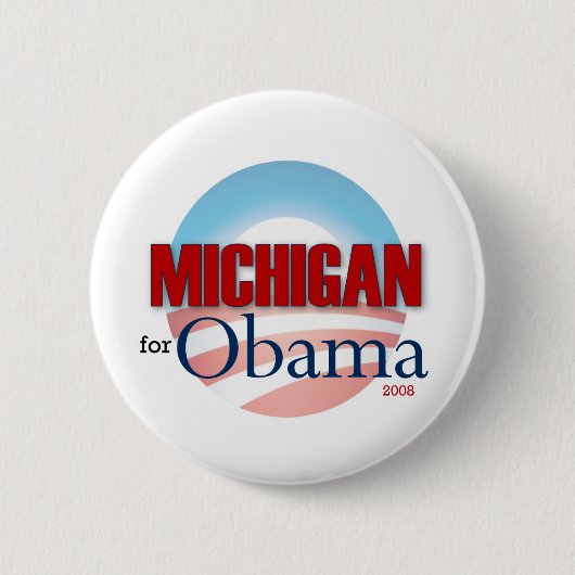 Badge Rond 5 Cm Le Michigan pour Obama (Devant)
