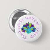 Badge Rond 5 Cm Le mignon Peacock "Merci pour venir" (Devant & derrière)