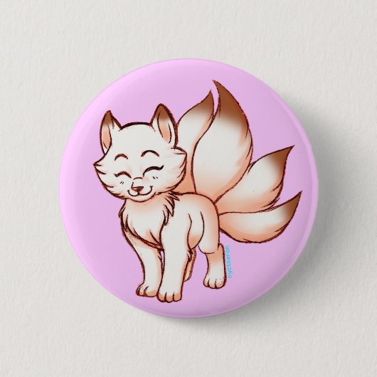 Badge Rond 5 Cm Le mini fond de kitsune (Devant)
