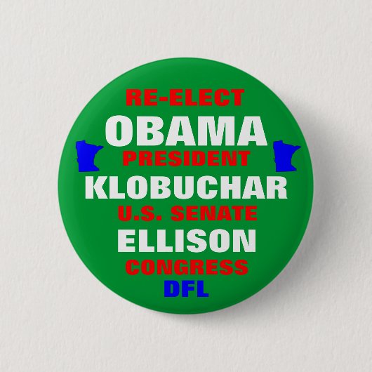 Badge Rond 5 Cm Le Minnesota pour Obama Klobuchar Ellison (Devant)