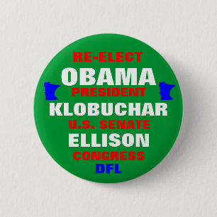 Badge Rond 5 Cm Le Minnesota pour Obama Klobuchar Ellison