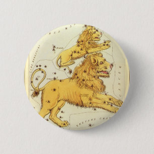 Badge Rond 5 Cm Le miroir de Leo le lion Vintage Constellation Ura