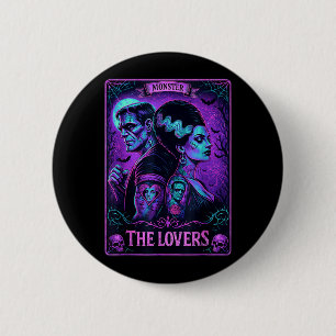 Badge Rond 5 Cm Le monstre Frankenstein et la mariée les amoureux