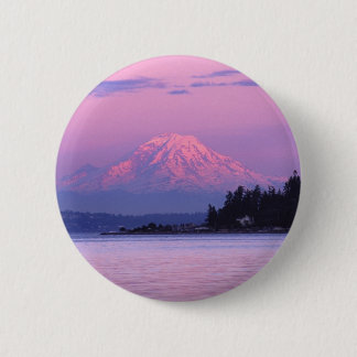 Badge Rond 5 Cm Le mont Rainier au coucher du soleil, l'état de