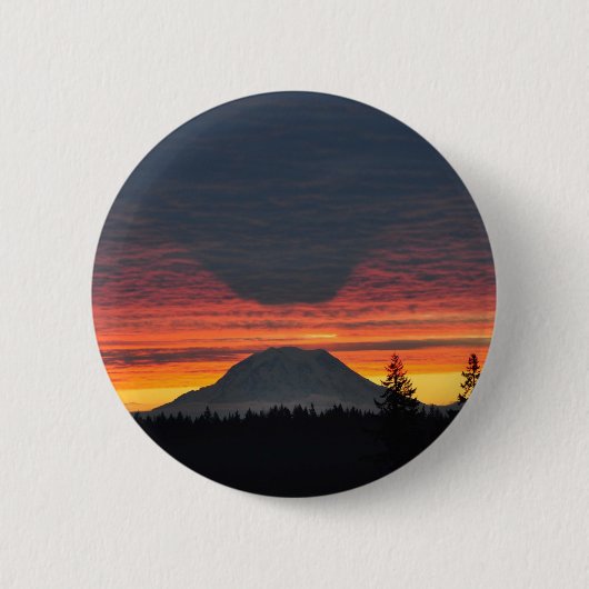 Badge Rond 5 Cm Le mont Rainier et c'est ombre (Devant)