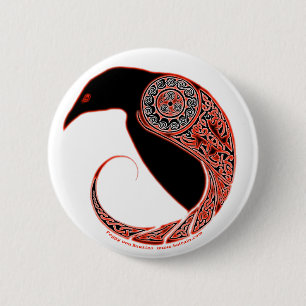 Badge Rond 5 Cm Le Morrigan Raven Céltic nouwork Pins & Boutons