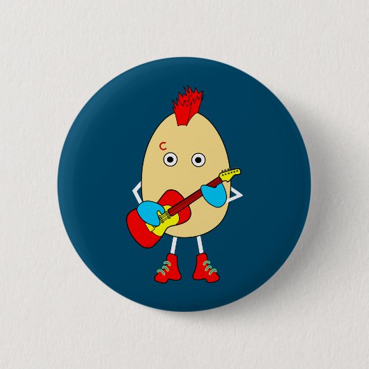 Badge Rond 5 Cm Le musicien de rock Egghead (Devant)