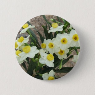 Badge Rond 5 Cm Le narcisse blanc fleurit le bouton
