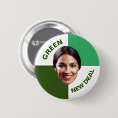 Badge Rond 5 Cm Le New Deal vert de l'AOC (Devant & derrière)