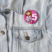Badge Rond 5 Cm Le nom et l'âge de fille d'anniversaire se (En situation)