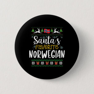 Badge Rond 5 Cm Le Norvégien préféré du Père Noël - Noël en Norvèg