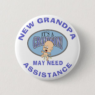 Badge Rond 5 Cm Le nouveau grand-papa drôle peut avoir besoin