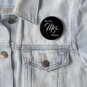 Badge Rond 5 Cm Le nouveau Modèle de texte Mme Black et White Scri (En situation)