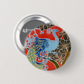 Badge Rond 5 Cm Le paon bleu (Devant & derrière)