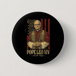 Badge Rond 5 Cm Le Pape Léo Et L'Amérique Le Pape Léon Xiv