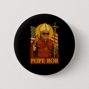 Badge Rond 5 Cm Le Pape Léon Bob Premier Pape Américain Vintage Pa