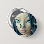 Badge Rond 5 Cm Le papillon embrasse le bouton (Devant & derrière)