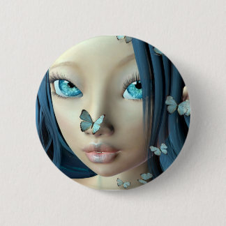 Badge Rond 5 Cm Le papillon embrasse le bouton