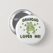 Badge Rond 5 Cm Le papy m'aime grenouille (Devant & derrière)