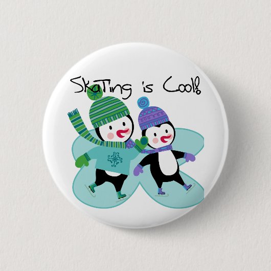Badge Rond 5 Cm Le patinage de pingouins est frais (Devant)