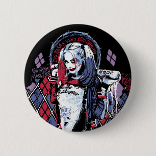 Badge Rond 5 Cm Le peloton de suicide   Harley Quinn a encré le