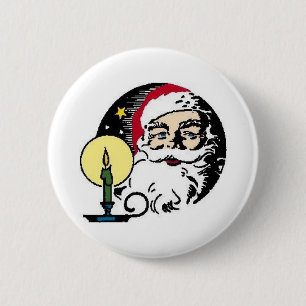 Badge Rond 5 Cm Le Père Noël Aux Chandelles