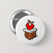Badge Rond 5 Cm Le Père Noël Coincé À Chimney (Devant & derrière)