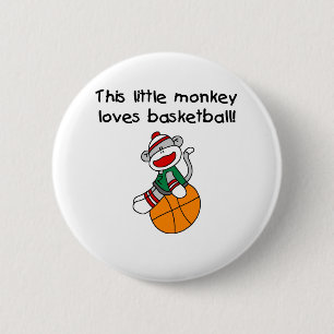Badge Rond 5 Cm Le petit singe aime le basket-ball