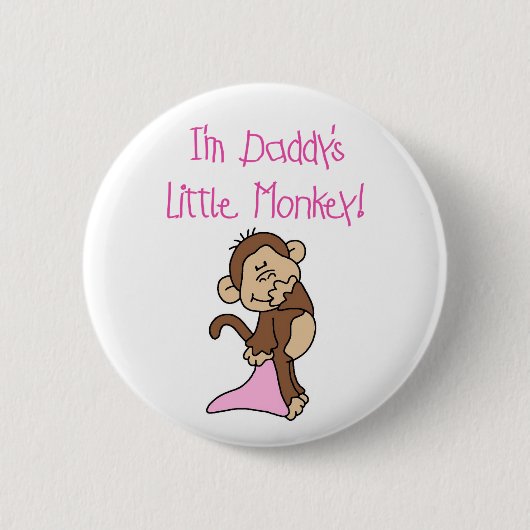 Badge Rond 5 Cm Le petit singe du papa rose (Devant)
