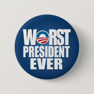 Badge Rond 5 Cm Le pire président que jamais - Anti Obama