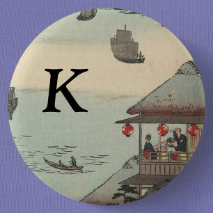 Badge Rond 5 Cm Le port de Kanagawa, Japon : Monogramme