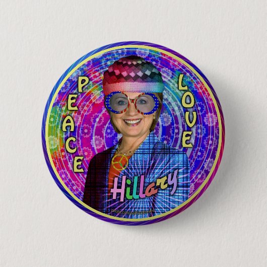 Badge Rond 5 Cm Le Président 2016 de Hillary Clinton Hippie (Devant)