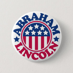 Badge Rond 5 Cm Le Président Abraham Lincoln des USA