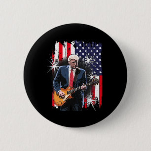 Badge Rond 5 Cm Le Président Trump Joue De La Guitare Avec Le Drap