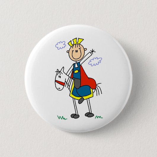 Badge Rond 5 Cm Le prince charme monte son bouton de cheval (Devant)
