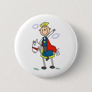 Badge Rond 5 Cm Le prince charme monte son bouton de cheval
